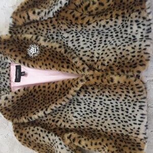 COLEBROOK Leopard, Cheetah Faux Fur crop jacket sz L